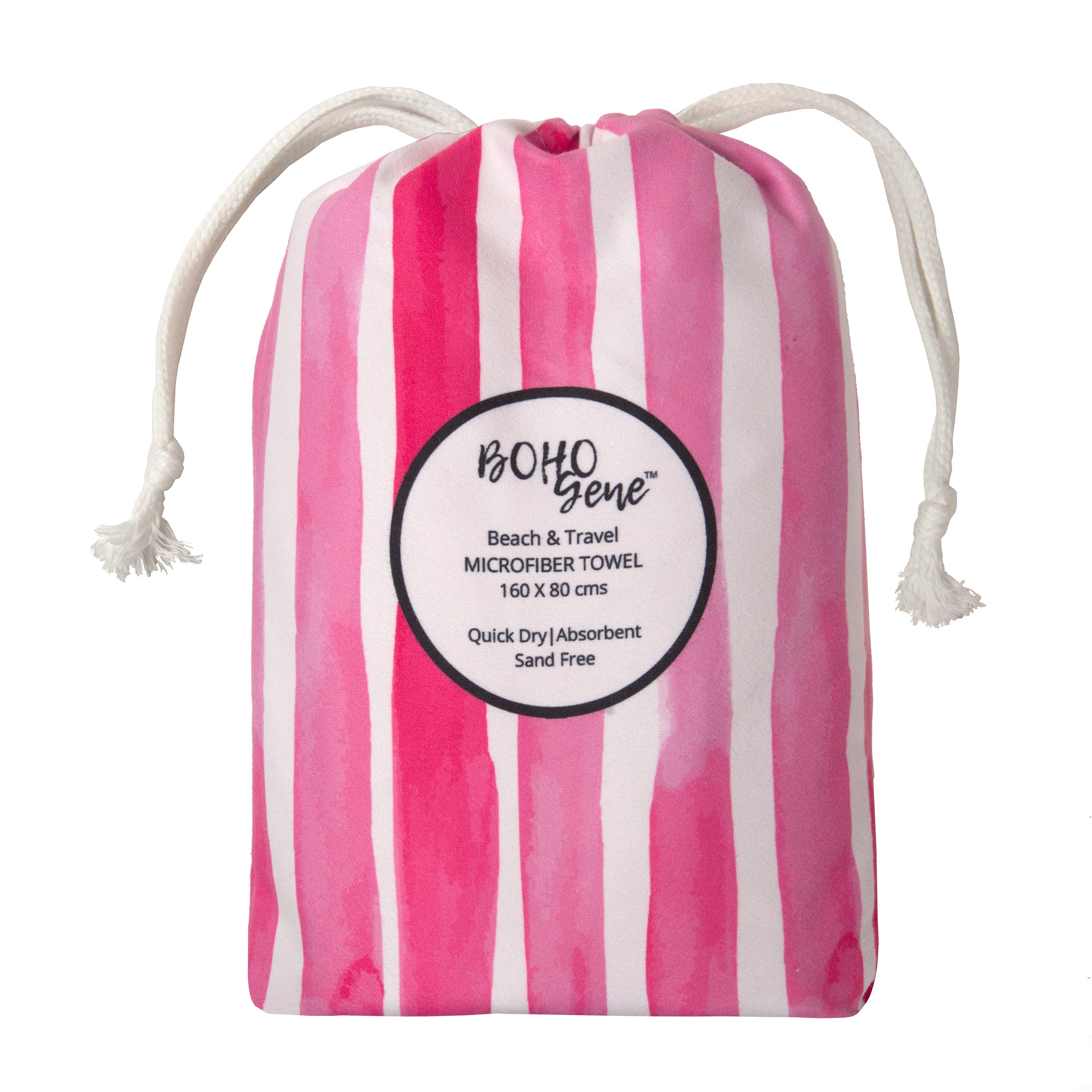 CANDY PINK Striped Beach Towel