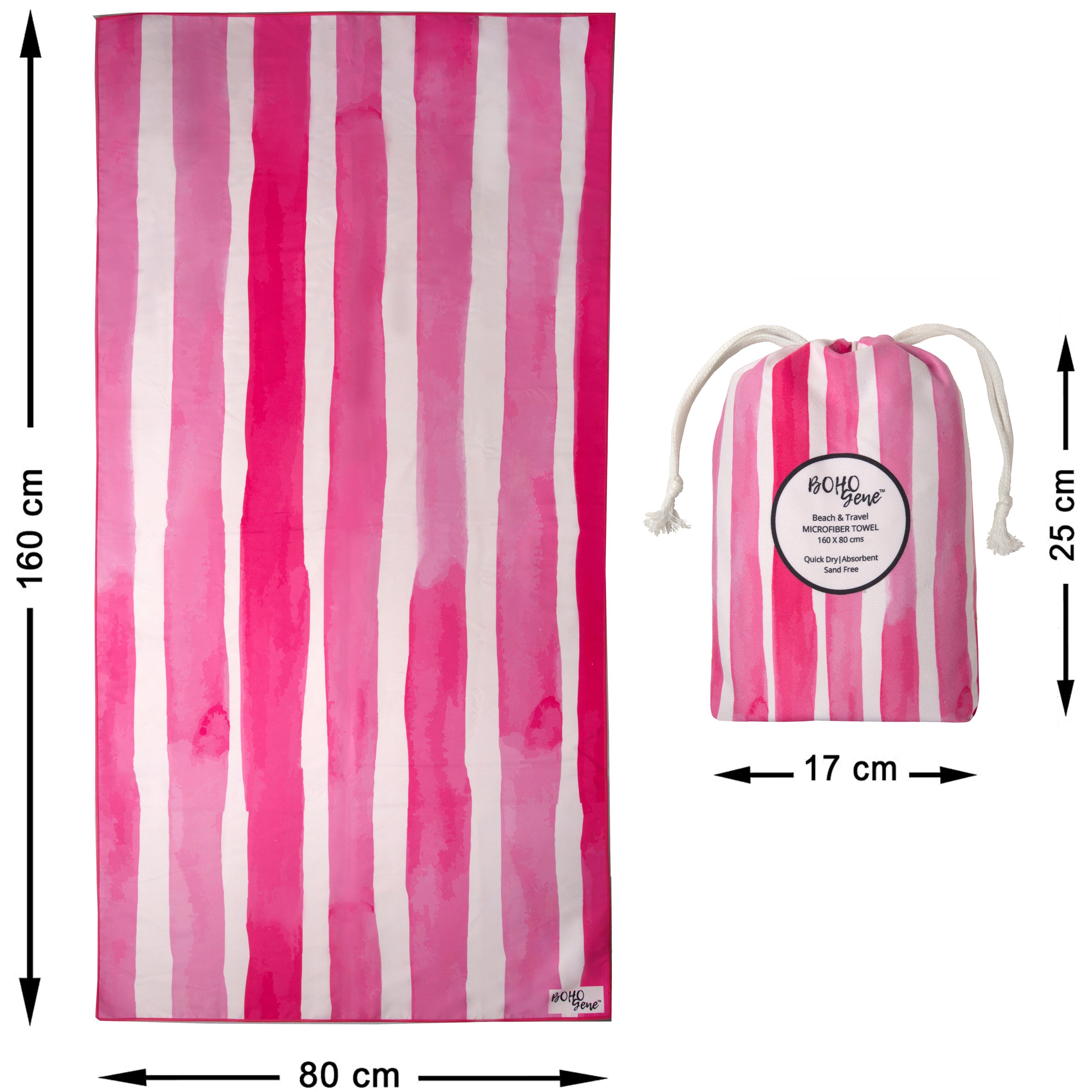 CANDY PINK Striped Beach Towel